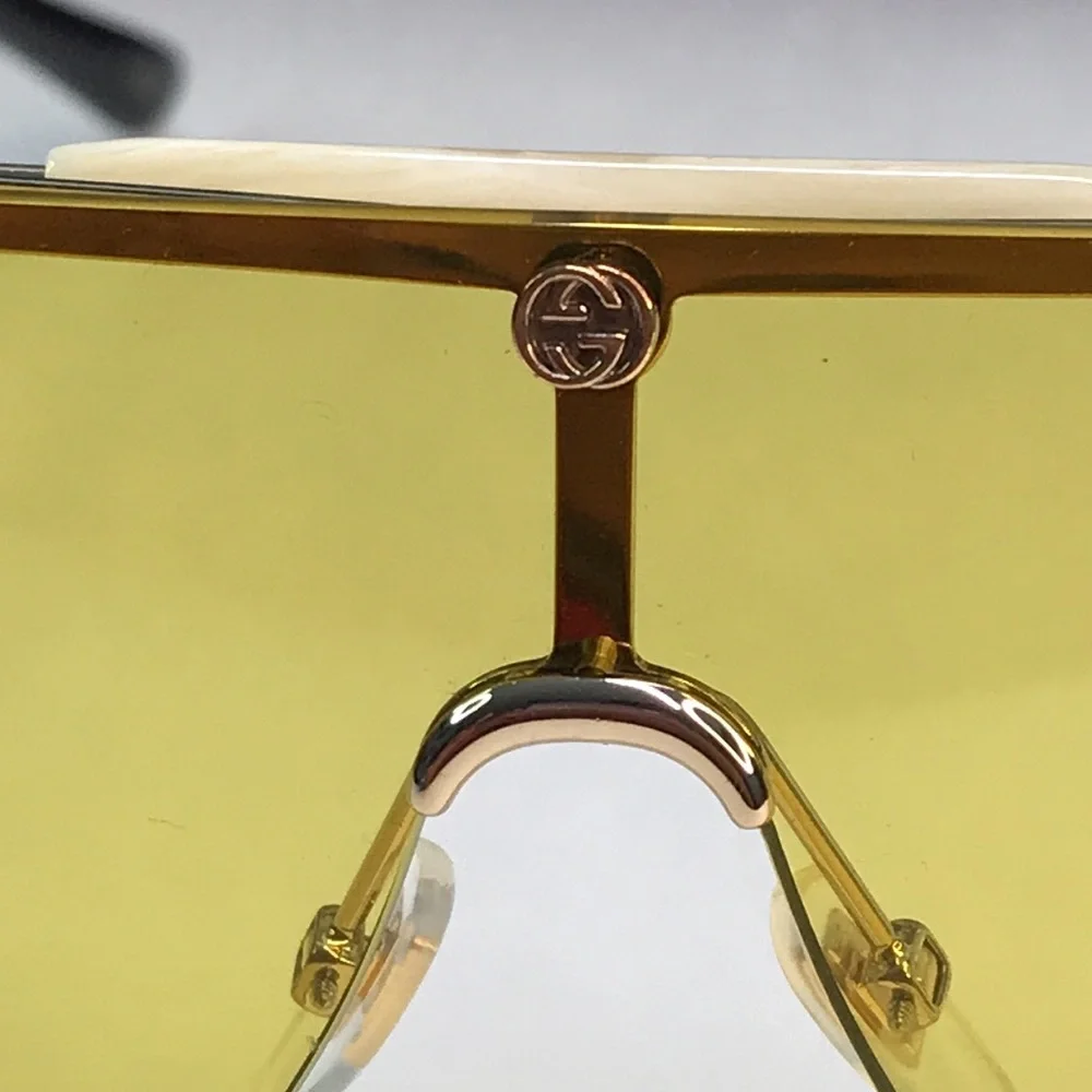 100%- New Authentic GUCCI GG0584s 004 140’ Aviator Shield Sunglasses